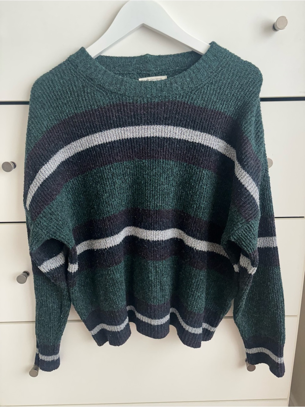 American Eagle Outfitters Green and Navy Marled Sweater